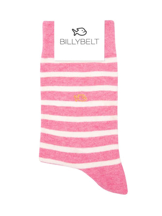 Wide Stripes Pink and Beige Cotton Socks