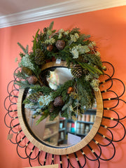 26" Round Faux Greenery Wreath with Pinecones