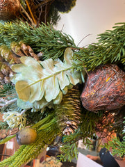 26" Round Faux Greenery Wreath with Pinecones