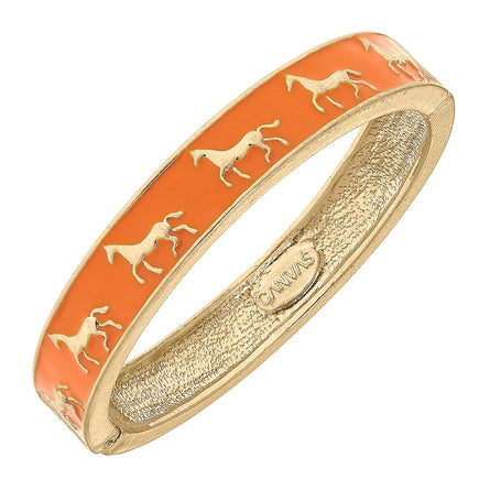 Virginia Enamel Orange Equestrian Hinge Bangle Bracelet