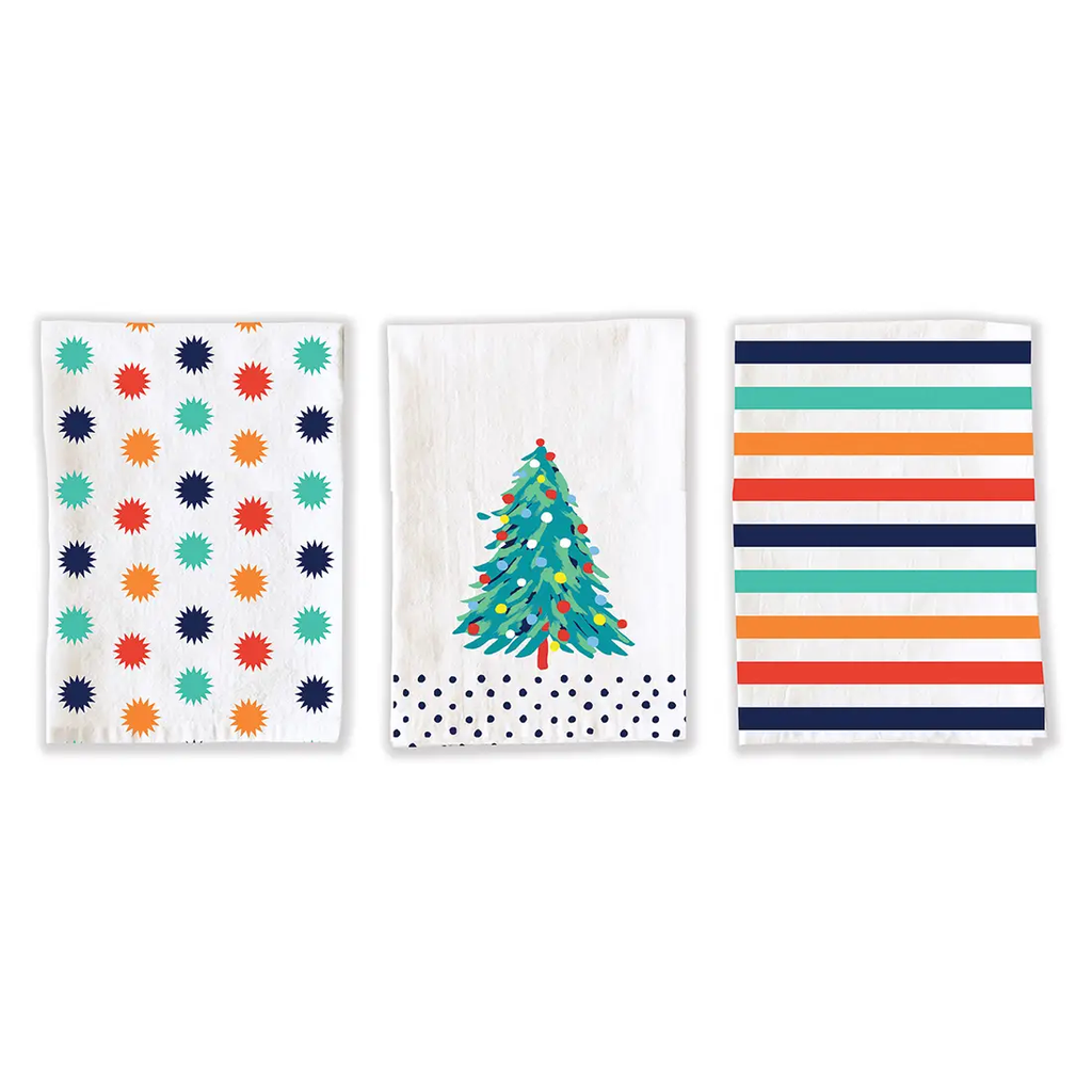 Whimsical Christmas Kitchen Towels, S/3