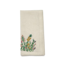 Wild Flowers Set of 4 Cloth Napkins with Hand-Embroidered Accents - Cotton