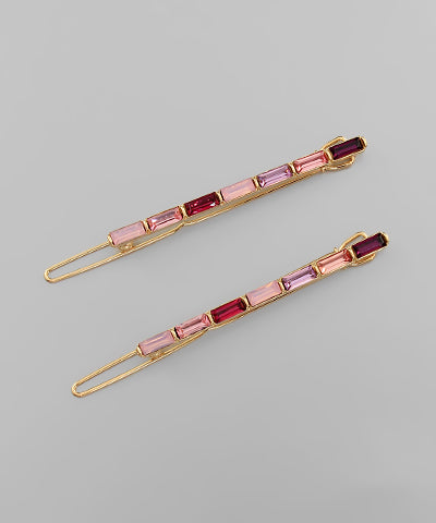 Rose Jeweled Colored Hair Pins, Set of 3