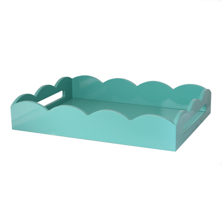 Turquoise Scalloped Edge Tray 17" x 13"
