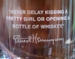 Whiskey Glass with Ernest Hemingway Quote