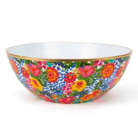 Large Blooming Garden Enameled Bowl