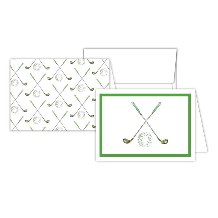 Handpainted Golf Club And Ball Stationary Note Cards