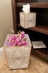 Faux Bois Enameled Wastebasket