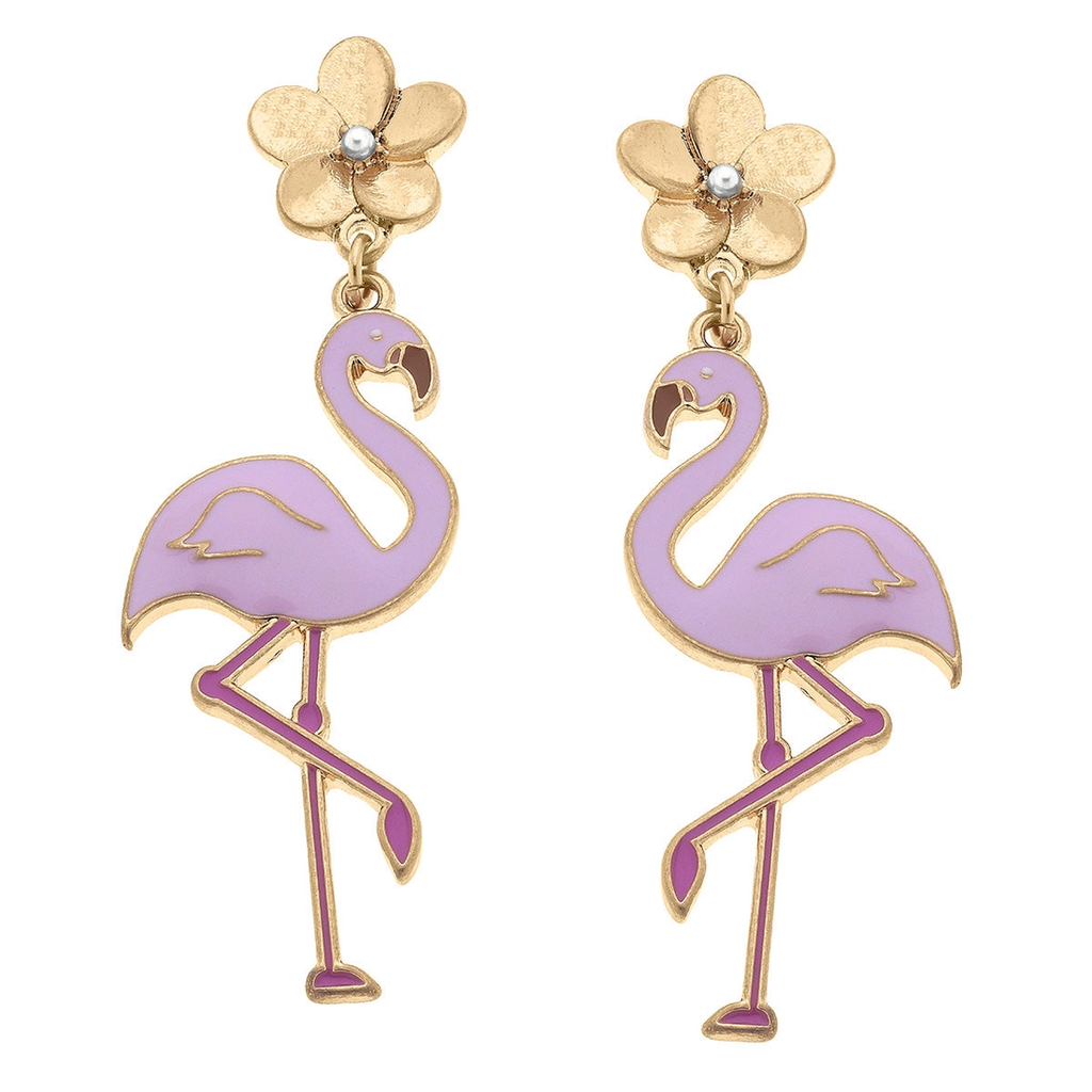 The Lovely Flamingo Enameled Earrings In Pink