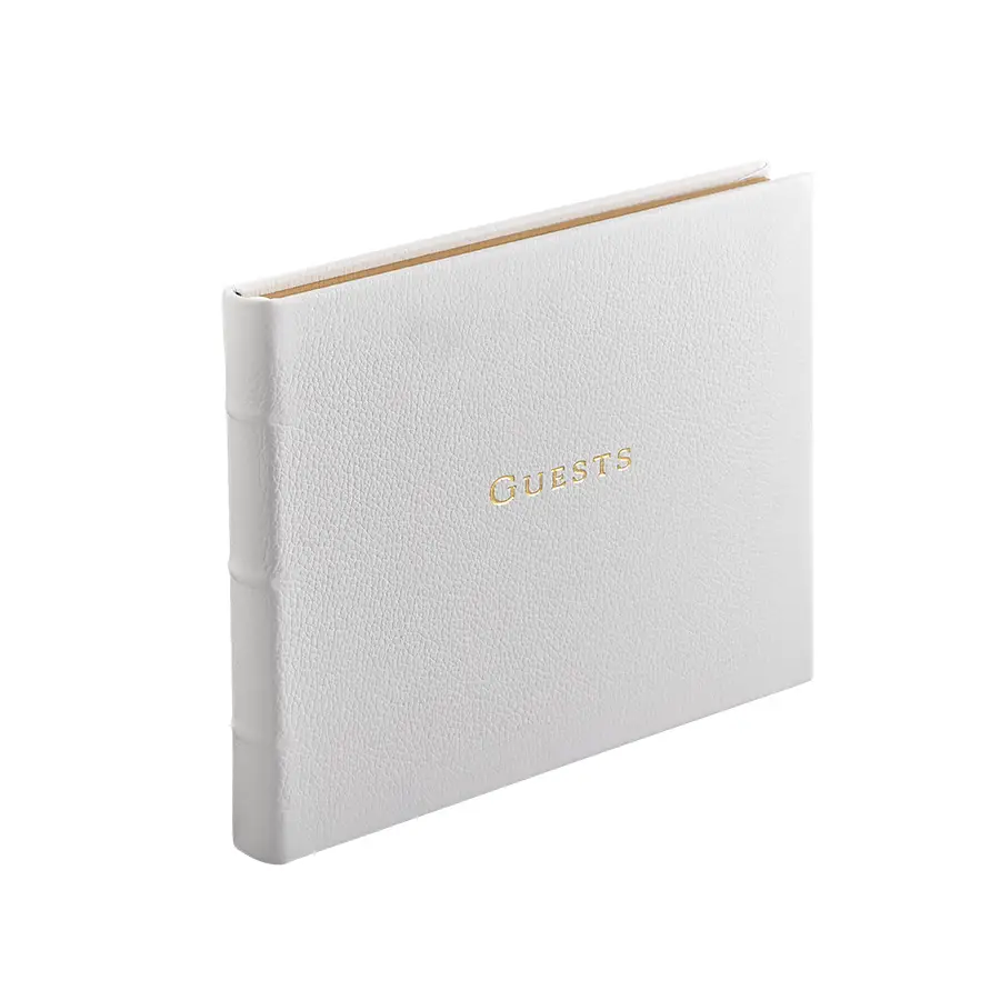 Guest Book White, Bonded Leather