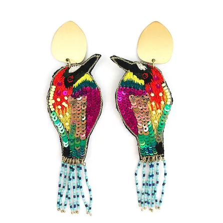Multi Sequin Bird Earrings