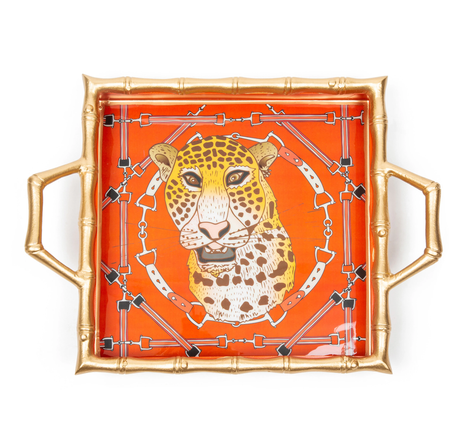 Oscar Cheetah Enameled 12x12 Chang Mai Tray