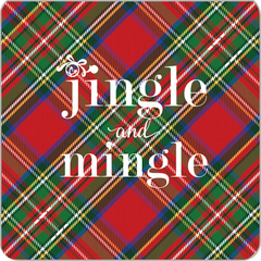 Tartan Plaid Jingle & Mingle Paper Coasters | Set of 20