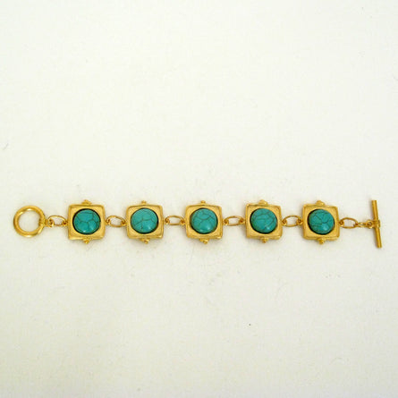 Becca Turquoise on Gold Toggle Bracelet