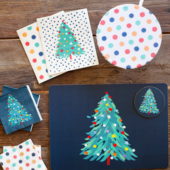 Whimsical Christmas Tree Hard Placemats S/4