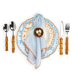S/4 GINGHAM GARDEN MELAMINE DESSERT PLATES INCLUDES 4 COLORS