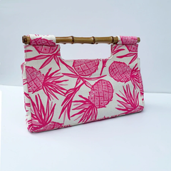 Pink Pineapple Bamboo Clutch