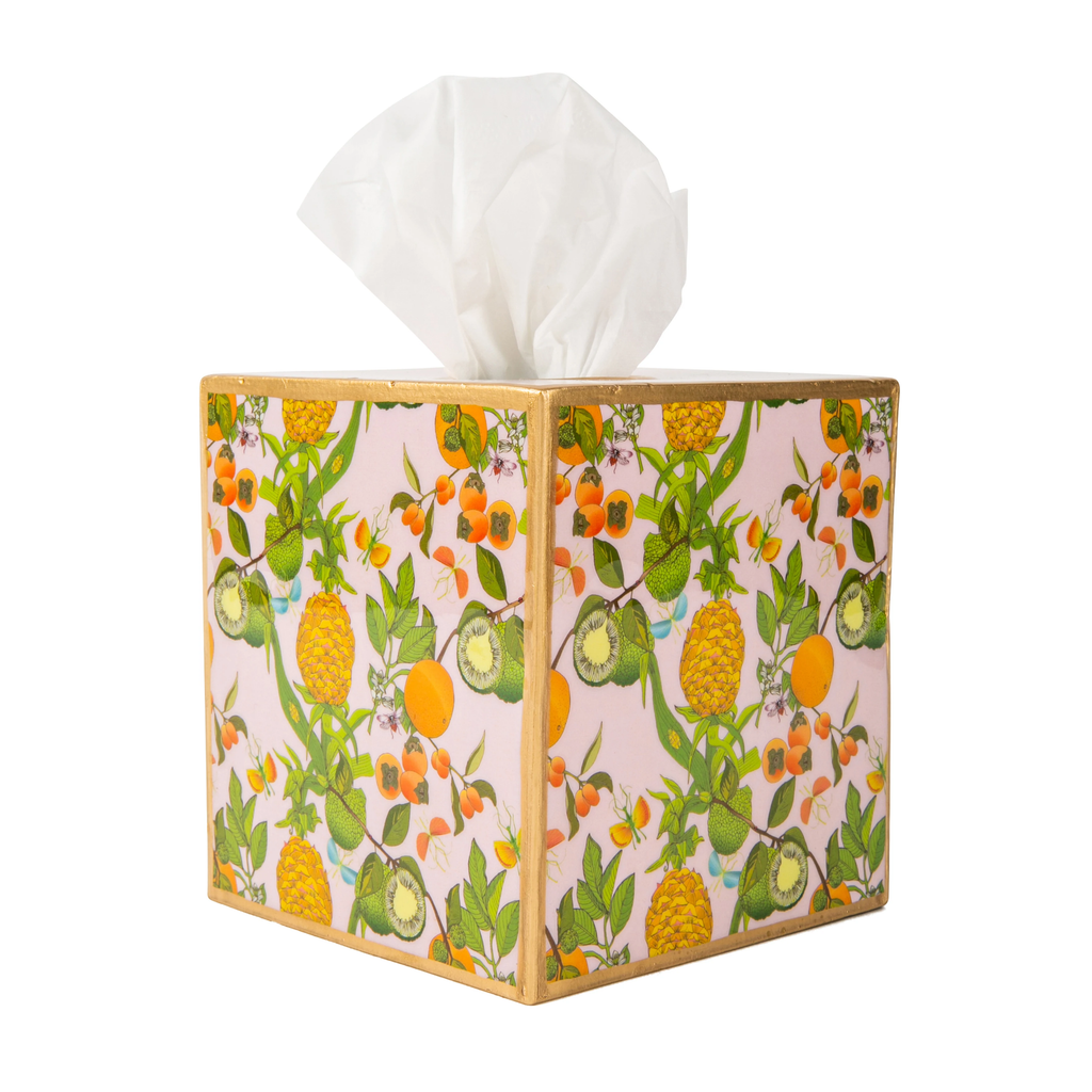 Pineapple Garden Square Enameled Tissue Box