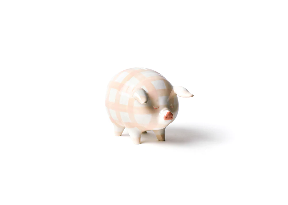 Gingham Piggy Bank Pink