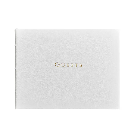 Guest Book White, Bonded Leather