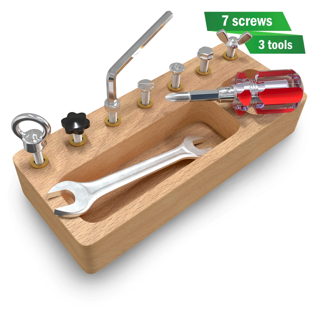 Wooden Screw Driver Board: Montessori Toy for Kids