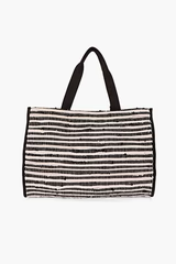 TUXEDO UPCYCLED HANDWOVEN TOTE- BLACK AND WHITE LARGE TOTE