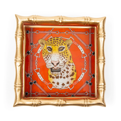 Oscar Cheetah 6x6 Enameled Chang Mai Tray