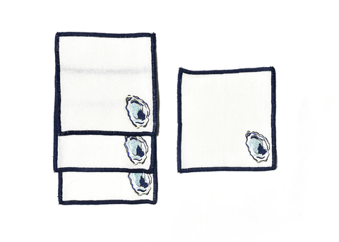 White Oyster Cocktail Napkins, Set of 4